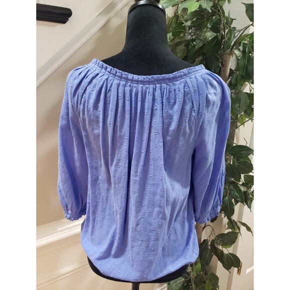 Calvin Klein Womens Blue Solid 100% Cotton Scoop Neck Long Sleeve Top Blouse S - Picture 6 of 11